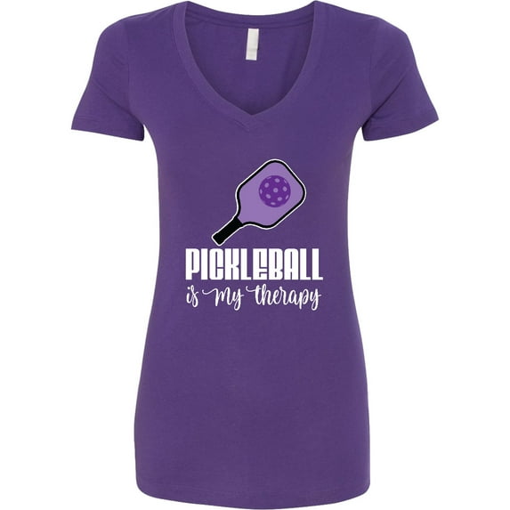Inktastic Pickleball is My Therapy Funny Women's V-Neck T-Shirt