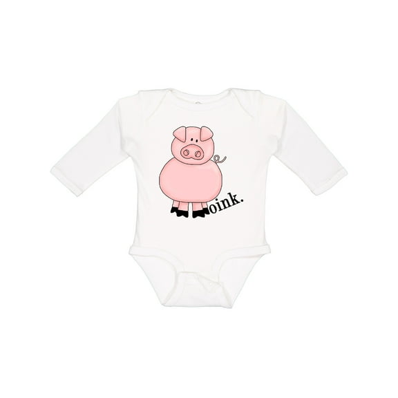 Inktastic Pig-oink Boys or Girls Long Sleeve Baby Bodysuit