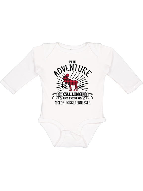 Pigeon Forge Tennessee The Adventure is Calling and I Must Go Boys or Girls Long Sleeve Baby Bodysuit