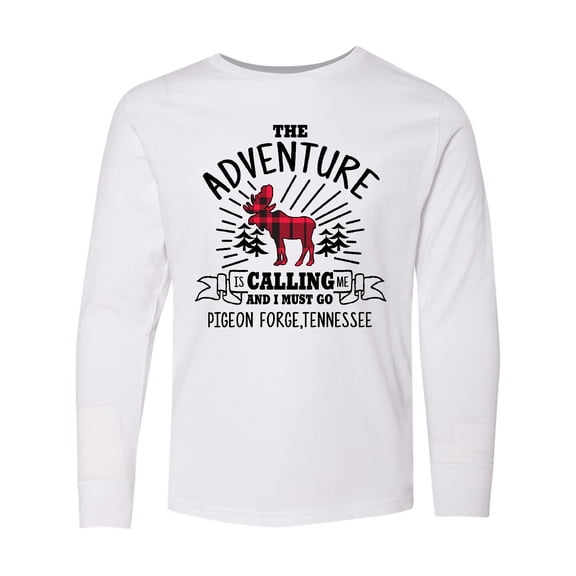 Inktastic Pigeon Forge Tennessee The Adventure is Calling and I Must Go Long Sleeve Youth T-Shirt