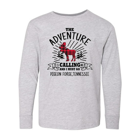 Inktastic Pigeon Forge Tennessee The Adventure is Calling and I Must Go Long Sleeve Youth T-Shirt