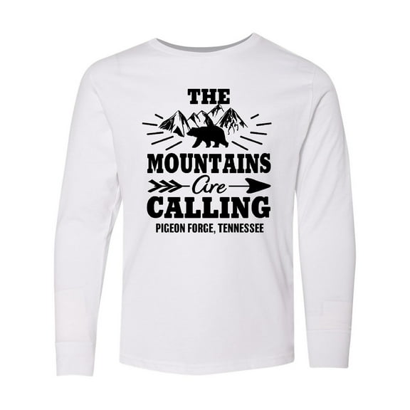 Inktastic Pigeon Forge Tennessee The Mountains Are Calling Long Sleeve Youth T-Shirt