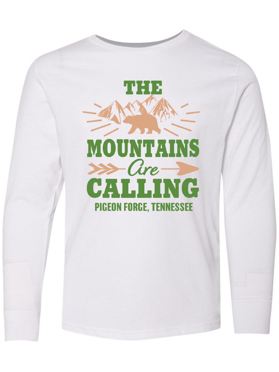 Pigeon Forge Tennessee The Mountains Are Calling Long Sleeve Youth T-Shirt