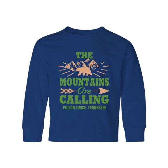 Inktastic Pigeon Forge Tennessee The Mountains Are Calling Long Sleeve Youth T-Shirt