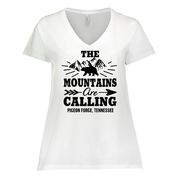 Inktastic Pigeon Forge Tennessee The Mountains Are Calling Women's Plus Size V-Neck T-Shirt