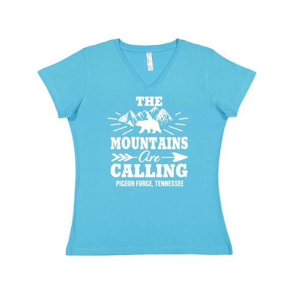 Inktastic Pigeon Forge Tennessee the Mountains Are Calling Women's V-Neck T-Shirt