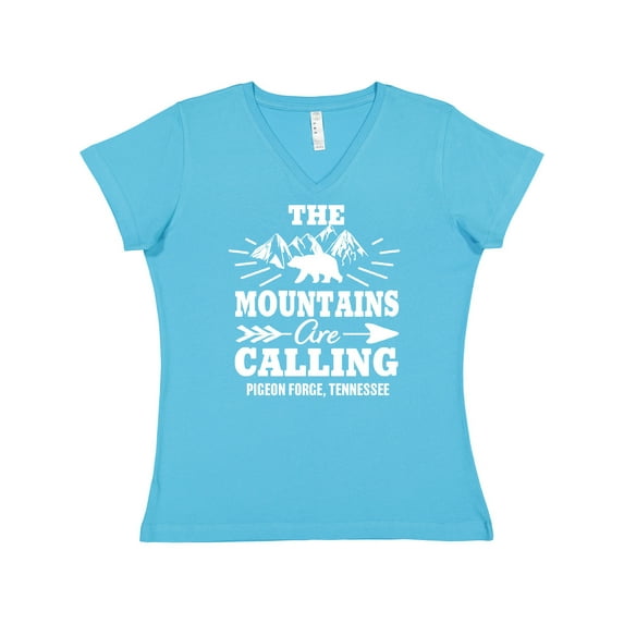 Inktastic Pigeon Forge Tennessee the Mountains Are Calling Women's V-Neck T-Shirt