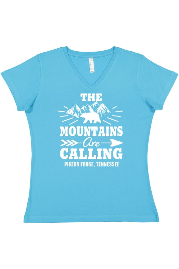 Pigeon Forge Tennessee the Mountains Are Calling Women's V-Neck T-Shirt