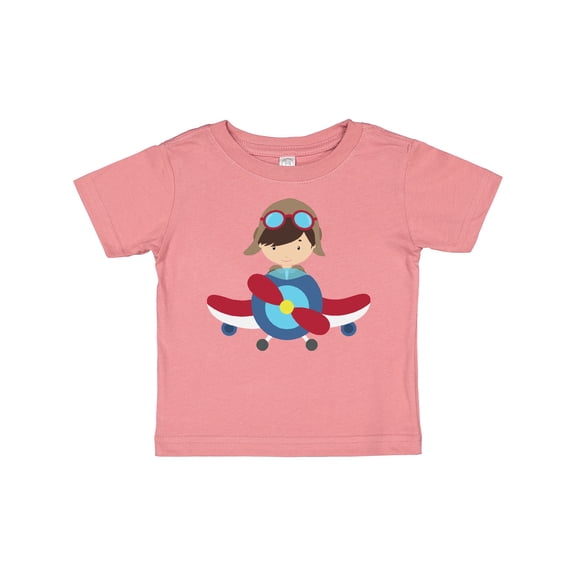 Inktastic Pilot Boy, Airplane, Plane, Flying, Brown Hair Boys Baby T-Shirt
