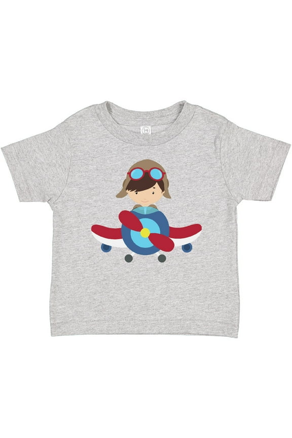 Pilot Boy, Airplane, Plane, Flying, Brown Hair Boys Baby T-Shirt