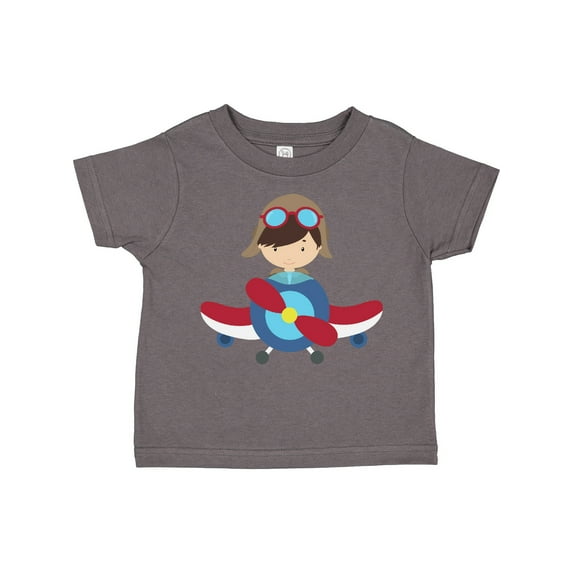 Inktastic Pilot Boy, Airplane, Plane, Flying, Brown Hair Boys Toddler T-Shirt