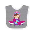 thumbnail image 1 of Inktastic Pilot Girl, Airplane, Plane, Flying, Brown Hair Girls Baby Bib, 1 of 4