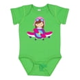 thumbnail image 1 of Inktastic Pilot Girl, Airplane, Plane, Flying, Brown Hair Girls Baby Bodysuit, 1 of 5