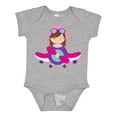 thumbnail image 1 of Inktastic Pilot Girl, Airplane, Plane, Flying, Brown Hair Girls Baby Bodysuit, 1 of 5