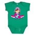 thumbnail image 1 of Inktastic Pilot Girl, Airplane, Plane, Flying, Brown Hair Girls Baby Bodysuit, 1 of 5