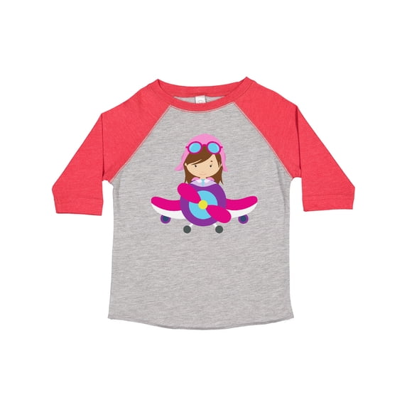 Inktastic Pilot Girl, Airplane, Plane, Flying, Brown Hair Girls Toddler T-Shirt