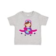 thumbnail image 1 of Inktastic Pilot Girl, Airplane, Plane, Flying, Brown Hair Girls Toddler T-Shirt, 1 of 5
