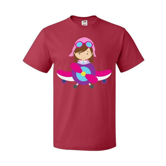 Inktastic Pilot Girl, Girl With Brown Hair, Girl In Airplane T-Shirt