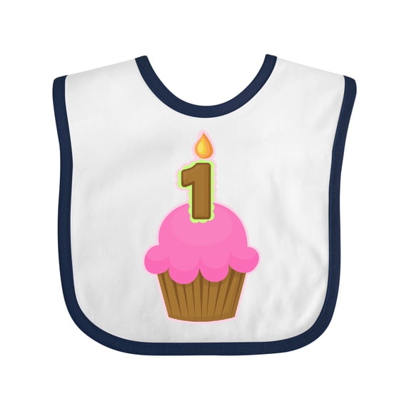 Inktastic Pink 1st Birthday Cupcake Girls Baby Bib
