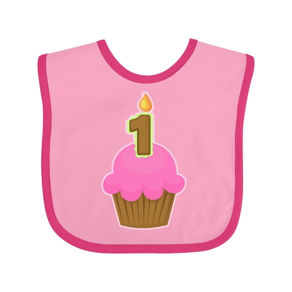 Inktastic Pink 1st Birthday Cupcake Girls Baby Bib
