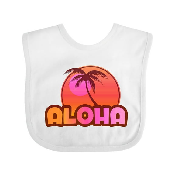 Inktastic Pink Aloha Palm Girls Baby Bib