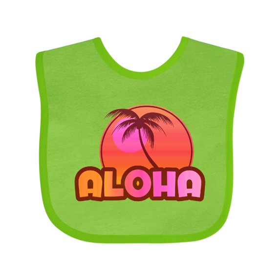 Inktastic Pink Aloha Palm Girls Baby Bib