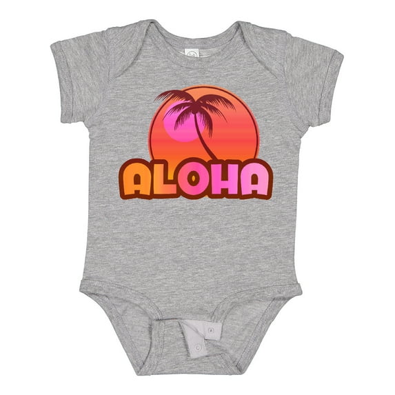 Inktastic Pink Aloha Palm Girls Baby Bodysuit