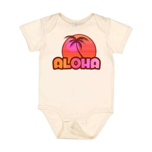 Inktastic Pink Aloha Palm Girls Baby Bodysuit