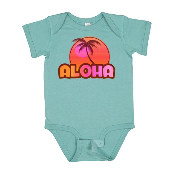 Inktastic Pink Aloha Palm Girls Baby Bodysuit