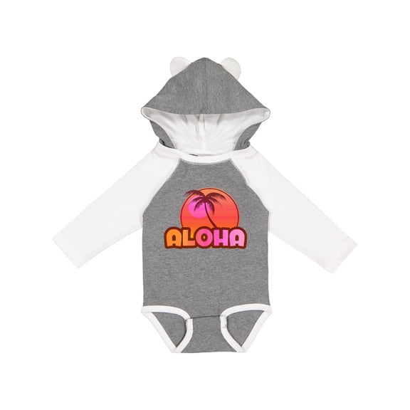 Inktastic Pink Aloha Palm Girls Long Sleeve Baby Bodysuit