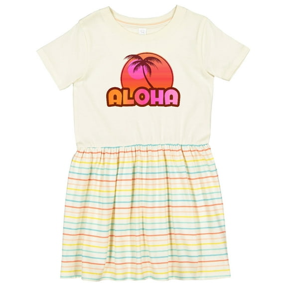 Inktastic Pink Aloha Palm Girls Toddler Dress