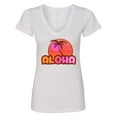 thumbnail image 1 of Inktastic Pink Aloha Palm Women's V-Neck T-Shirt, 1 of 5
