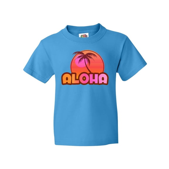 Inktastic Pink Aloha Palm Youth T-Shirt