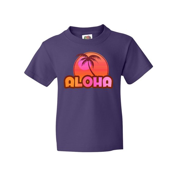 Inktastic Pink Aloha Palm Youth T-Shirt
