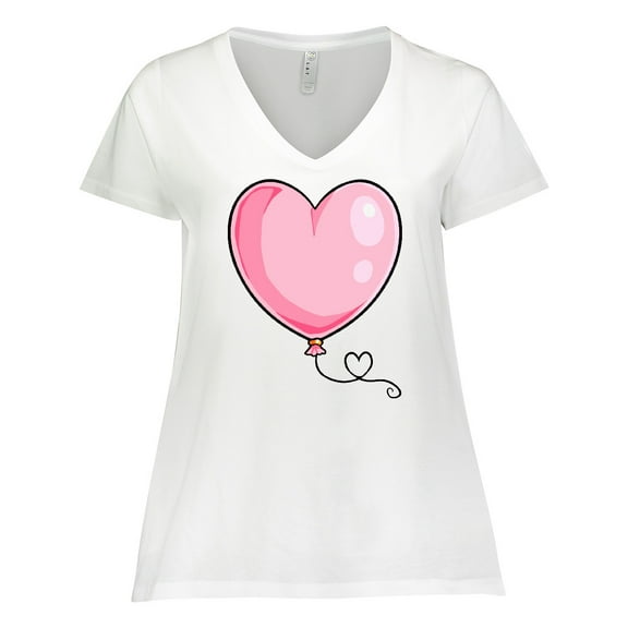 Inktastic Pink Balloon Heart Women's Plus Size V-Neck T-Shirt