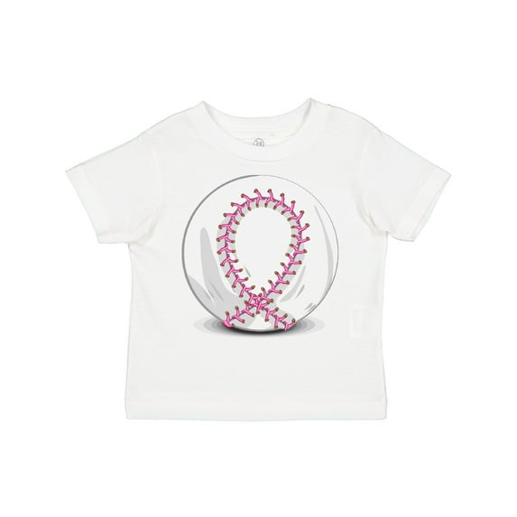 Inktastic Pink Breast Cancer Ribbon Baseball Boys or Girls Toddler T-Shirt