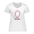 thumbnail image 1 of Inktastic Pink Breast Cancer Ribbon Baseba Women's Plus Size T-Shirt, 1 of 5