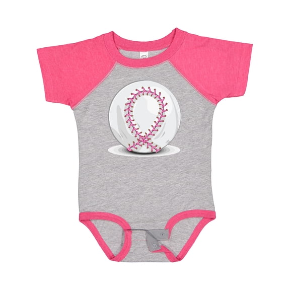 Inktastic Pink Breast Cancer Ribbon Baseball Boys or Girls Baby Bodysuit