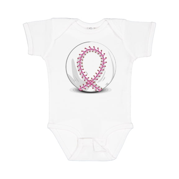 Inktastic Pink Breast Cancer Ribbon Baseball Boys or Girls Baby Bodysuit