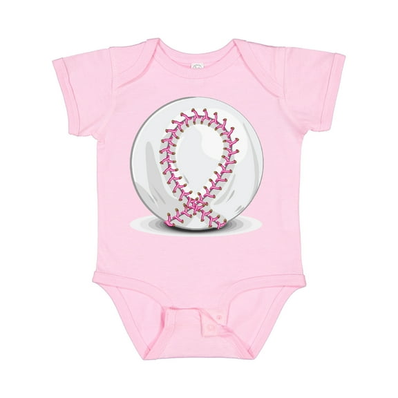 Inktastic Pink Breast Cancer Ribbon Baseball Boys or Girls Baby Bodysuit