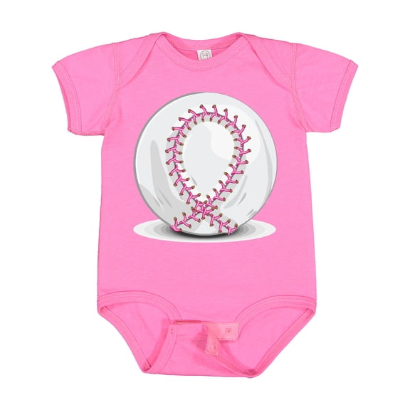 Inktastic Pink Breast Cancer Ribbon Baseball Boys or Girls Baby Bodysuit
