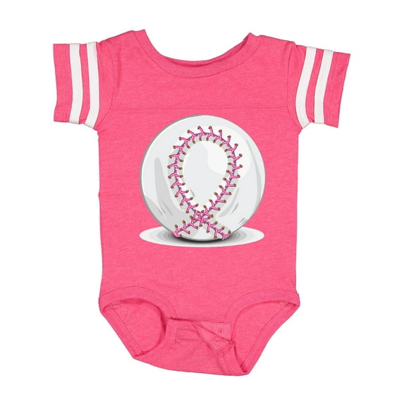 Inktastic Pink Breast Cancer Ribbon Baseball Boys or Girls Baby Bodysuit