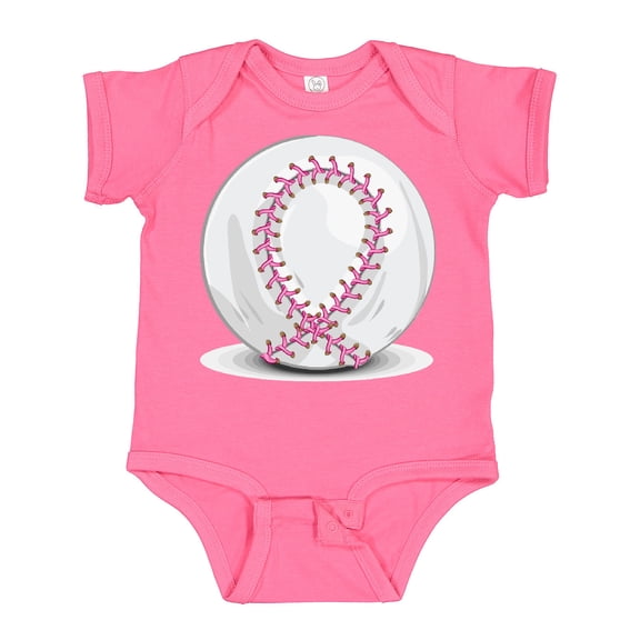 Inktastic Pink Breast Cancer Ribbon Baseball Boys or Girls Baby Bodysuit