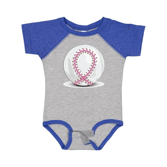 Inktastic Pink Breast Cancer Ribbon Baseball Boys or Girls Baby Bodysuit