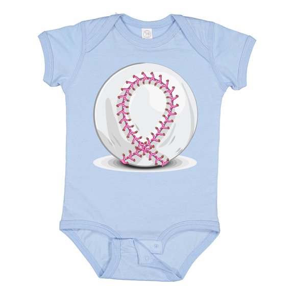 Inktastic Pink Breast Cancer Ribbon Baseball Boys or Girls Baby Bodysuit
