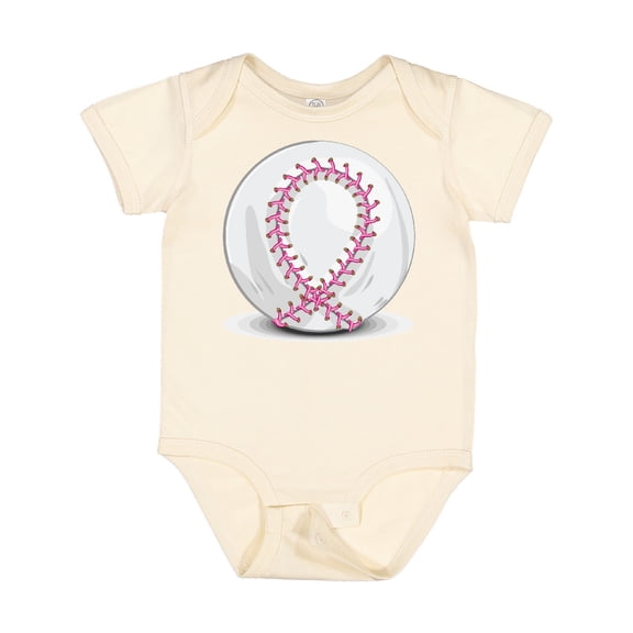 Inktastic Pink Breast Cancer Ribbon Baseball Boys or Girls Baby Bodysuit