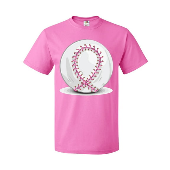 Inktastic Pink Breast Cancer Ribbon Baseball T-Shirt