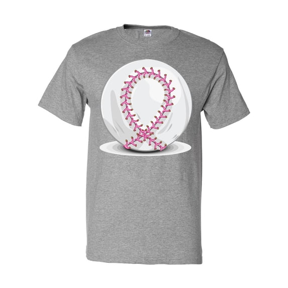 Inktastic Pink Breast Cancer Ribbon Baseball T-Shirt