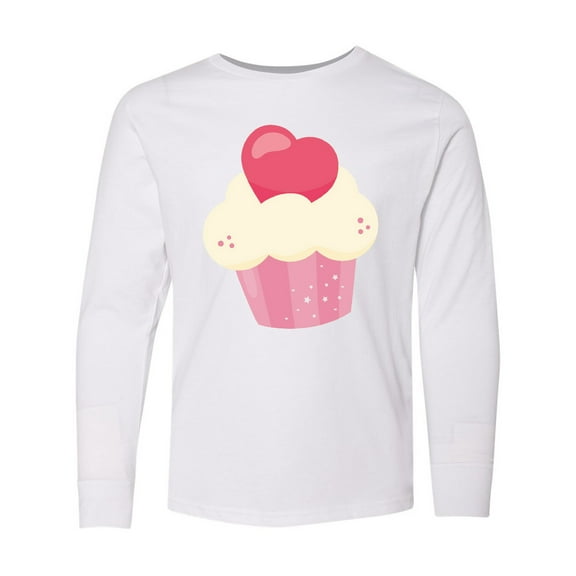 Inktastic Pink Cupcake, Pink Muffin, Cupcake Icing, Hearts Long Sleeve Youth T-Shirt