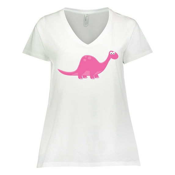 Inktastic Pink Dinosaur Women's Plus Size V-Neck T-Shirt